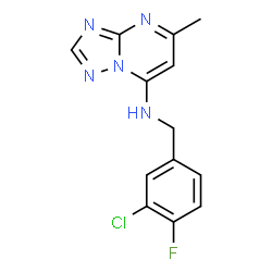 ChemSpider 2D Image | N-(3-Chloro-4-fluorobenzyl)-5-methyl[1,2,4]triazolo[1,5-a]pyrimidin-7-amine | C13H11ClFN5