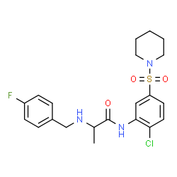 ChemSpider 2D Image | N-[2-Chloro-5-(1-piperidinylsulfonyl)phenyl]-N~2~-(4-fluorobenzyl)alaninamide | C21H25ClFN3O3S