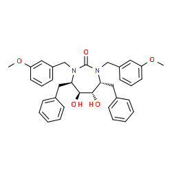 ChemSpider 2D Image | (4R,5S,6S,7R)-4,7-Dibenzyl-5,6-dihydroxy-1,3-bis(3-methoxybenzyl)-1,3-diazepan-2-one | C35H38N2O5