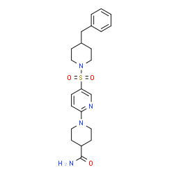 ChemSpider 2D Image | 1-{5-[(4-Benzyl-1-piperidinyl)sulfonyl]-2-pyridinyl}-4-piperidinecarboxamide | C23H30N4O3S