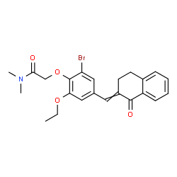 ChemSpider 2D Image | 2-{2-Bromo-6-ethoxy-4-[(1-oxo-3,4-dihydro-2(1H)-naphthalenylidene)methyl]phenoxy}-N,N-dimethylacetamide | C23H24BrNO4