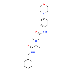 ChemSpider 2D Image | N-(Cyclohexylmethyl)-N~2~-methyl-N~2~-(2-{[4-(4-morpholinyl)phenyl]amino}-2-oxoethyl)alaninamide | C23H36N4O3