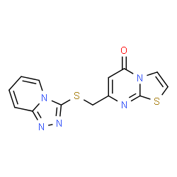 ChemSpider 2D Image | 7-[([1,2,4]Triazolo[4,3-a]pyridin-3-ylsulfanyl)methyl]-5H-[1,3]thiazolo[3,2-a]pyrimidin-5-one | C13H9N5OS2