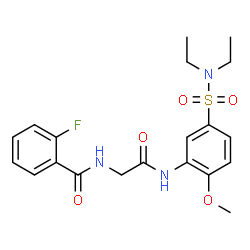 ChemSpider 2D Image | N-(2-{[5-(Diethylsulfamoyl)-2-methoxyphenyl]amino}-2-oxoethyl)-2-fluorobenzamide | C20H24FN3O5S