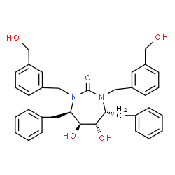 ChemSpider 2D Image | (4R,5S,6S,7R)-4,7-Dibenzyl-5,6-dihydroxy-1,3-bis[3-(hydroxymethyl)benzyl]-1,3-diazepan-2-one | C35H38N2O5