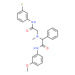 ChemSpider 2D Image | N-(3-Fluorophenyl)-N~2~-{2-[(3-methoxyphenyl)amino]-2-oxo-1-phenylethyl}-N~2~-methylglycinamide | C24H24FN3O3