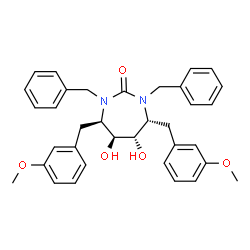 ChemSpider 2D Image | (4R,5S,6S,7R)-1,3-Dibenzyl-5,6-dihydroxy-4,7-bis(3-methoxybenzyl)-1,3-diazepan-2-one | C35H38N2O5