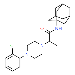 ChemSpider 2D Image | N-(Adamantan-1-yl)-2-[4-(2-chlorophenyl)-1-piperazinyl]propanamide | C23H32ClN3O