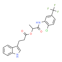 ChemSpider 2D Image | 1-{[2-Chloro-5-(trifluoromethyl)phenyl]amino}-1-oxo-2-propanyl 3-(1H-indol-3-yl)propanoate | C21H18ClF3N2O3