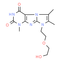 ChemSpider 2D Image | 8-[2-(2-Hydroxyethoxy)ethyl]-1,6,7-trimethyl-1H-imidazo[2,1-f]purine-2,4(3H,8H)-dione | C14H19N5O4