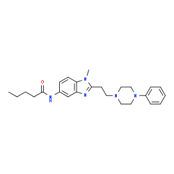 ChemSpider 2D Image | N-{1-Methyl-2-[2-(4-phenyl-1-piperazinyl)ethyl]-1H-benzimidazol-5-yl}pentanamide | C25H33N5O
