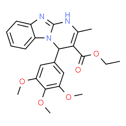ChemSpider 2D Image | Ethyl 2-methyl-4-(3,4,5-trimethoxyphenyl)-1,4-dihydropyrimido[1,2-a]benzimidazole-3-carboxylate | C23H25N3O5