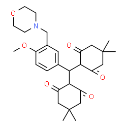 ChemSpider 2D Image | 2,2'-{[4-Methoxy-3-(4-morpholinylmethyl)phenyl]methylene}bis(5,5-dimethyl-1,3-cyclohexanedione) | C29H39NO6