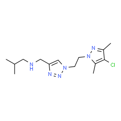 ChemSpider 2D Image | N-({1-[2-(4-Chloro-3,5-dimethyl-1H-pyrazol-1-yl)ethyl]-1H-1,2,3-triazol-4-yl}methyl)-2-methyl-1-propanamine | C14H23ClN6