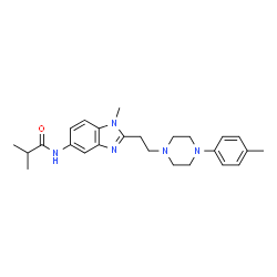 ChemSpider 2D Image | 2-Methyl-N-(1-methyl-2-{2-[4-(4-methylphenyl)-1-piperazinyl]ethyl}-1H-benzimidazol-5-yl)propanamide | C25H33N5O