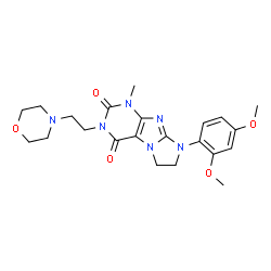 ChemSpider 2D Image | 8-(2,4-Dimethoxyphenyl)-1-methyl-3-[2-(4-morpholinyl)ethyl]-7,8-dihydro-1H-imidazo[2,1-f]purine-2,4(3H,6H)-dione | C22H28N6O5
