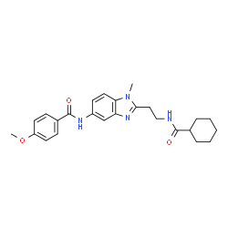 ChemSpider 2D Image | N-(2-{2-[(Cyclohexylcarbonyl)amino]ethyl}-1-methyl-1H-benzimidazol-5-yl)-4-methoxybenzamide | C25H30N4O3