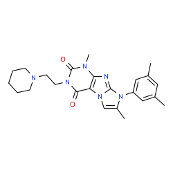 ChemSpider 2D Image | 8-(3,5-Dimethylphenyl)-1,7-dimethyl-3-[2-(1-piperidinyl)ethyl]-1H-imidazo[2,1-f]purine-2,4(3H,8H)-dione | C24H30N6O2