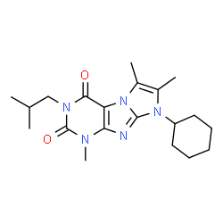 ChemSpider 2D Image | 8-Cyclohexyl-3-isobutyl-1,6,7-trimethyl-1H-imidazo[2,1-f]purine-2,4(3H,8H)-dione | C20H29N5O2