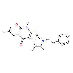 ChemSpider 2D Image | 3-Isobutyl-1,6,7-trimethyl-8-(2-phenylethyl)-1H-imidazo[2,1-f]purine-2,4(3H,8H)-dione | C22H27N5O2