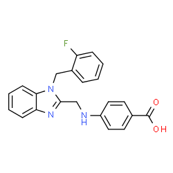 ChemSpider 2D Image | 4-({[1-(2-Fluorobenzyl)-1H-benzimidazol-2-yl]methyl}amino)benzoic acid | C22H18FN3O2