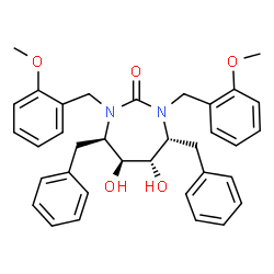 ChemSpider 2D Image | (4R,5S,6S,7R)-4,7-Dibenzyl-5,6-dihydroxy-1,3-bis(2-methoxybenzyl)-1,3-diazepan-2-one | C35H38N2O5