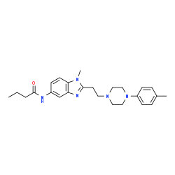ChemSpider 2D Image | N-(1-Methyl-2-{2-[4-(4-methylphenyl)-1-piperazinyl]ethyl}-1H-benzimidazol-5-yl)butanamide | C25H33N5O