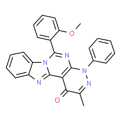 ChemSpider 2D Image | 6-(2-Methoxyphenyl)-2-methyl-4-phenylpyridazino[3',4':4,5]pyrimido[1,6-a]benzimidazol-1(4H)-one | C26H19N5O2