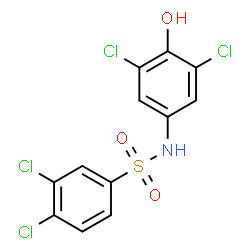 ChemSpider 2D Image | 3,4-Dichloro-N-(3,5-dichloro-4-hydroxyphenyl)benzenesulfonamide | C12H7Cl4NO3S
