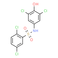 ChemSpider 2D Image | 2,5-Dichloro-N-(3,5-dichloro-4-hydroxyphenyl)benzenesulfonamide | C12H7Cl4NO3S