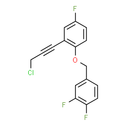 ChemSpider 2D Image | 2-(3-Chloro-1-propyn-1-yl)-1-[(3,4-difluorobenzyl)oxy]-4-fluorobenzene | C16H10ClF3O