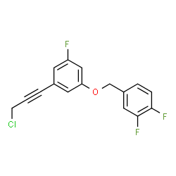 ChemSpider 2D Image | 4-{[3-(3-Chloro-1-propyn-1-yl)-5-fluorophenoxy]methyl}-1,2-difluorobenzene | C16H10ClF3O