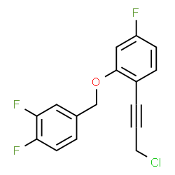 ChemSpider 2D Image | 1-(3-Chloro-1-propyn-1-yl)-2-[(3,4-difluorobenzyl)oxy]-4-fluorobenzene | C16H10ClF3O