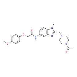 ChemSpider 2D Image | N-{2-[(4-Acetyl-1-piperazinyl)methyl]-1-methyl-1H-benzimidazol-5-yl}-2-(4-methoxyphenoxy)acetamide | C24H29N5O4