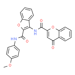 ChemSpider 2D Image | N-{2-[(4-Methoxyphenyl)carbamoyl]-1-benzofuran-3-yl}-4-oxo-4H-chromene-2-carboxamide | C26H18N2O6