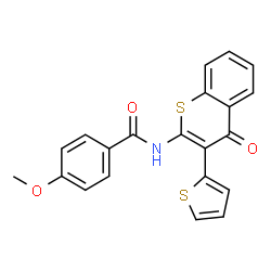 ChemSpider 2D Image | 4-Methoxy-N-[4-oxo-3-(2-thienyl)-4H-thiochromen-2-yl]benzamide | C21H15NO3S2