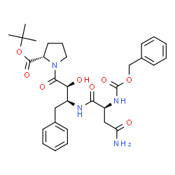 ChemSpider 2D Image | 2-Methyl-2-propanyl 1-[(2S,3S)-3-({N~2~-[(benzyloxy)carbonyl]-L-asparaginyl}amino)-2-hydroxy-4-phenylbutanoyl]-L-prolinate | C31H40N4O8