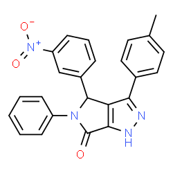 ChemSpider 2D Image | 3-(4-Methylphenyl)-4-(3-nitrophenyl)-5-phenyl-4,5-dihydropyrrolo[3,4-c]pyrazol-6(1H)-one | C24H18N4O3