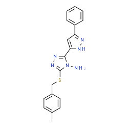 ChemSpider 2D Image | 3-[(4-Methylbenzyl)sulfanyl]-5-(3-phenyl-1H-pyrazol-5-yl)-4H-1,2,4-triazol-4-amine | C19H18N6S