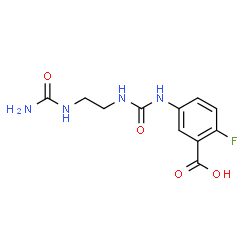 ChemSpider 2D Image | 5-({[2-(Carbamoylamino)ethyl]carbamoyl}amino)-2-fluorobenzoic acid | C11H13FN4O4