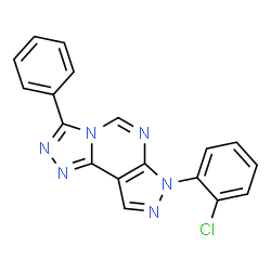 ChemSpider 2D Image | 7-(2-Chlorophenyl)-3-phenyl-7H-pyrazolo[4,3-e][1,2,4]triazolo[4,3-c]pyrimidine | C18H11ClN6