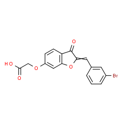 ChemSpider 2D Image | {[2-(3-Bromobenzylidene)-3-oxo-2,3-dihydro-1-benzofuran-6-yl]oxy}acetic acid | C17H11BrO5