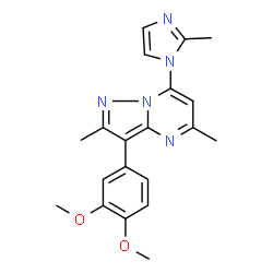 ChemSpider 2D Image | 3-(3,4-Dimethoxyphenyl)-2,5-dimethyl-7-(2-methyl-1H-imidazol-1-yl)pyrazolo[1,5-a]pyrimidine | C20H21N5O2
