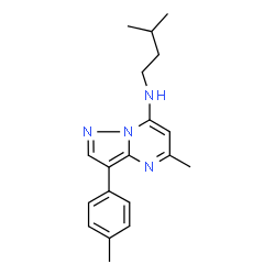 ChemSpider 2D Image | 5-Methyl-N-(3-methylbutyl)-3-(4-methylphenyl)pyrazolo[1,5-a]pyrimidin-7-amine | C19H24N4