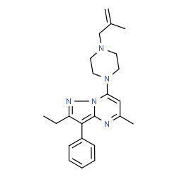 ChemSpider 2D Image | 2-Ethyl-5-methyl-7-[4-(2-methyl-2-propen-1-yl)-1-piperazinyl]-3-phenylpyrazolo[1,5-a]pyrimidine | C23H29N5