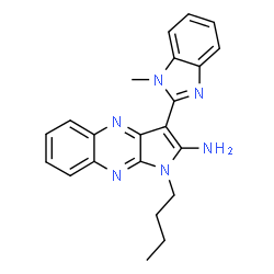 ChemSpider 2D Image | 1-Butyl-3-(1-methyl-1H-benzimidazol-2-yl)-1H-pyrrolo[2,3-b]quinoxalin-2-amine | C22H22N6
