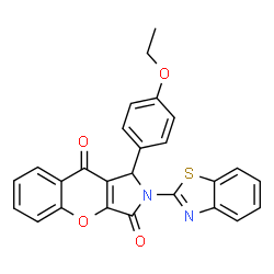 ChemSpider 2D Image | 2-(1,3-Benzothiazol-2-yl)-1-(4-ethoxyphenyl)-1,2-dihydrochromeno[2,3-c]pyrrole-3,9-dione | C26H18N2O4S