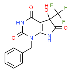 ChemSpider 2D Image | 1-Benzyl-5-hydroxy-5-(trifluoromethyl)-5,7-dihydro-1H-pyrrolo[2,3-d]pyrimidine-2,4,6(3H)-trione | C14H10F3N3O4