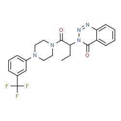 ChemSpider 2D Image | 3-(1-Oxo-1-{4-[3-(trifluoromethyl)phenyl]-1-piperazinyl}-2-butanyl)-1,2,3-benzotriazin-4(3H)-one | C22H22F3N5O2