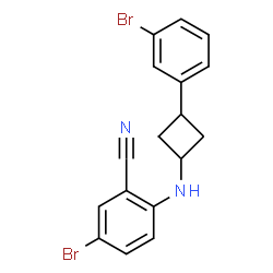 ChemSpider 2D Image | 5-Bromo-2-{[3-(3-bromophenyl)cyclobutyl]amino}benzonitrile | C17H14Br2N2